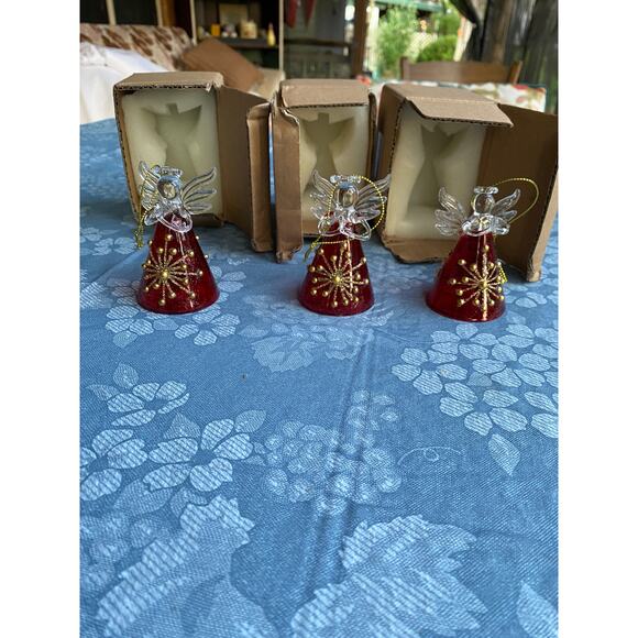 Glass angels red and gold. Set of Three (3) Christmas Ornaments NIB - Picture 7 of 16